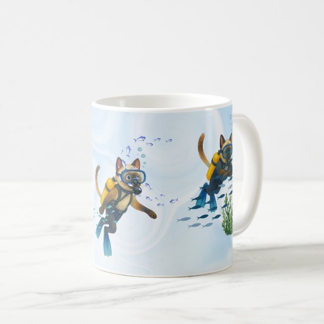Caneca De Café Scuba Cat is diving  Underwater  (Frente Esquerda)