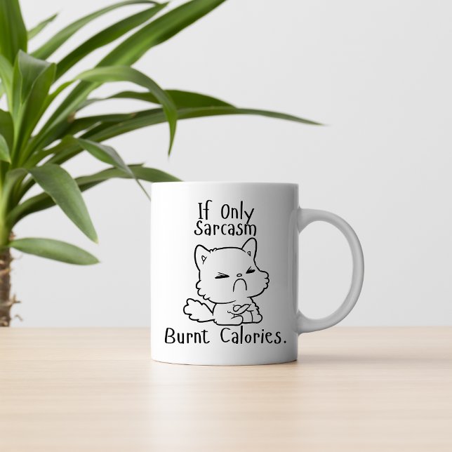 Caneca De Café Se Apenas O Sarcasmo Queimasse Calorias - Gato Eng (Criador carregado)