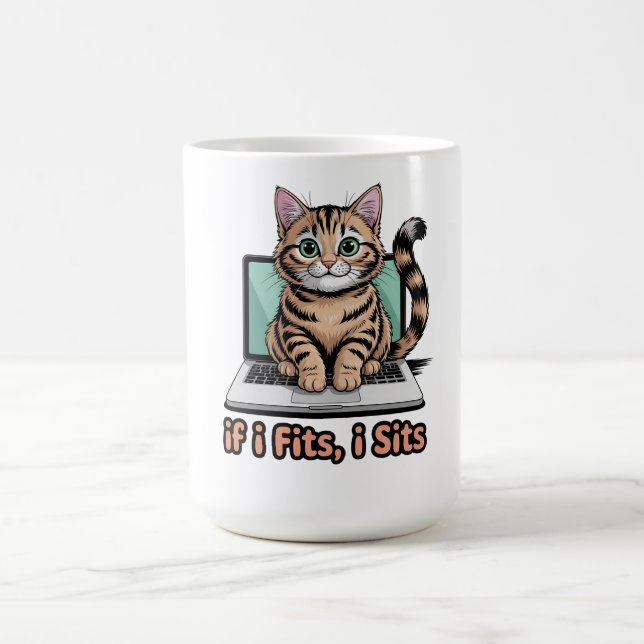 Caneca De Café Se Eu Caibo, Eu Sento Presente de Gato Engraçado p (Centro)