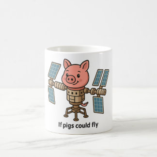 Caneca De Café Se os porcos pudessem voar - Estação espacial Pigg