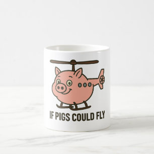 Caneca De Café Se os porcos pudessem voar - helicóptero