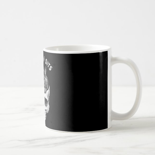 Caneca De Café Se serve eu sento crânio de gato preto meme minima (Direita)