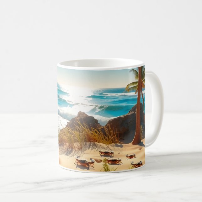 Caneca De Café Sea  Crabs on Tropical Beach – Serene Ocea (Frente Esquerda)