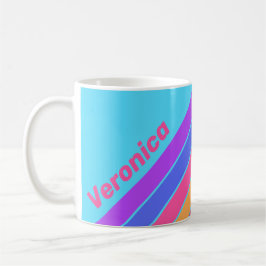 Caneca De Café Sea Glass Stripes with Name