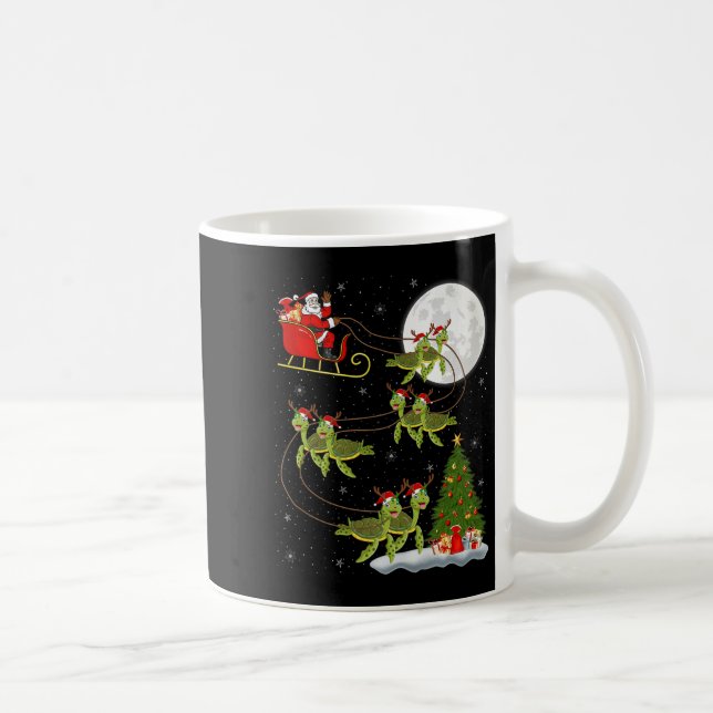 Caneca De Café Sea Turtle Santa Sleigh Flying Funny Magical Chris (Direita)