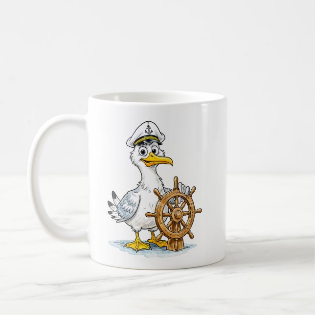 Caneca De Café Seagull Comic Ship Captain (Esquerda)