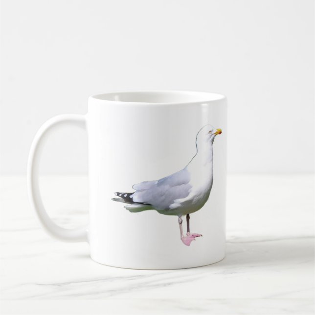 Caneca De Café Seagull Em Pé, Adicionar Texto Mug (Esquerda)