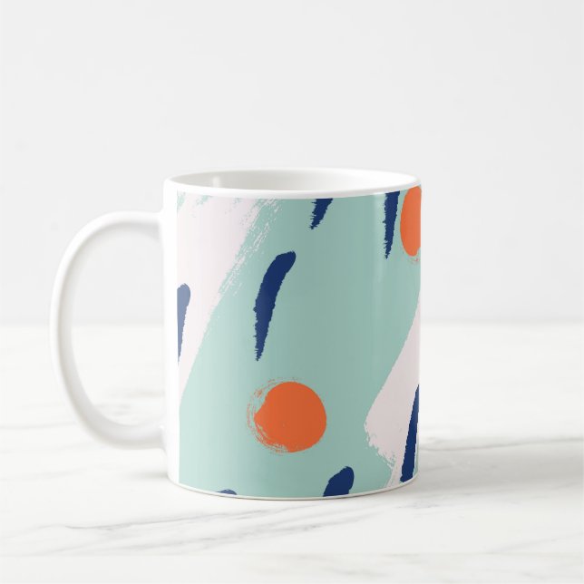 Caneca De Café Seamless abstract hand drawn brushstroke shapes pa (Esquerda)
