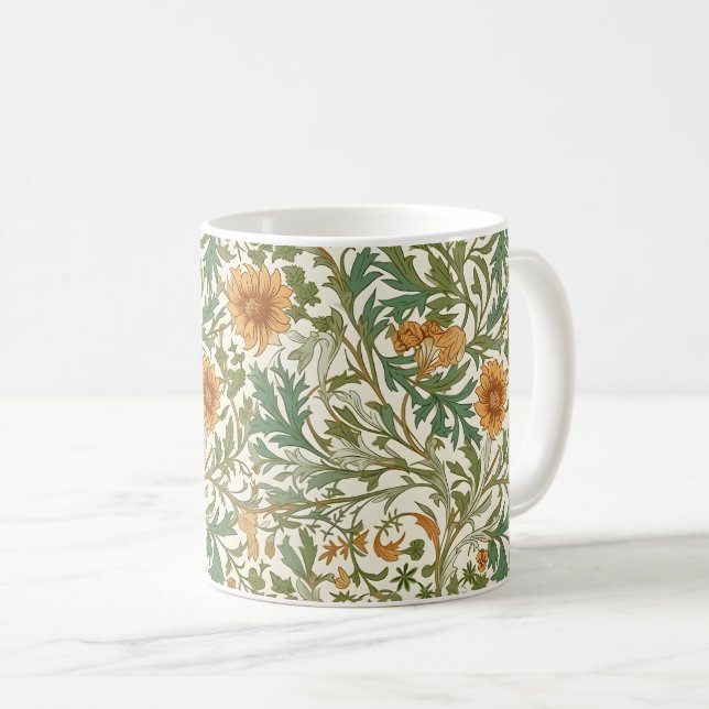 Caneca De Café Seamless Arts and Crafts style repeating pattern (Frente Esquerda)