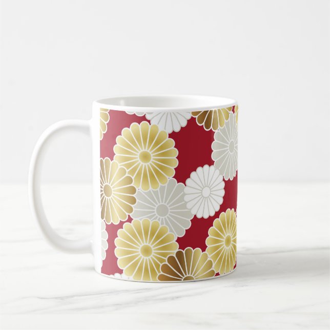 Caneca De Café Seamless chrysanthemum pattern in the Japanese tra (Esquerda)