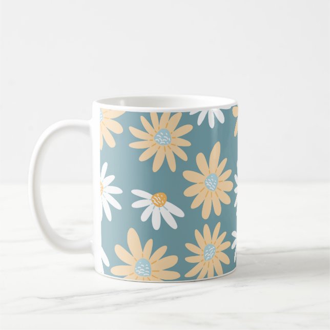 Caneca De Café Seamless daisies pattern in small naive wild flowe (Esquerda)