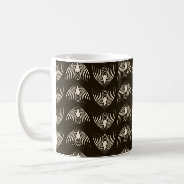 Caneca De Café Seamless ornamental pattern. Repeating monochrome  (Esquerda)