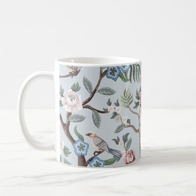 Caneca De Café Seamless pattern in chinoiserie style with peonies (Esquerda)
