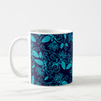 Caneca De Café Seamless pattern of abstract blue color on dark ba
