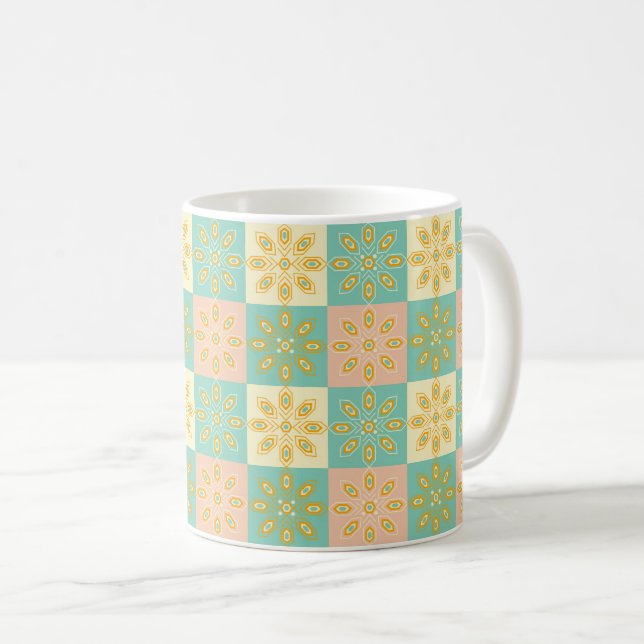 Caneca De Café Seamless pattern with geometric floral motifs (Frente Esquerda)