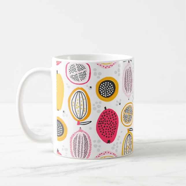 Caneca De Café Seamless pattern with hand drawn exotic fruits. Ab (Esquerda)
