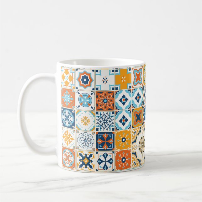 Caneca De Café Seamless pattern with with Portuguese tiles. illus (Esquerda)