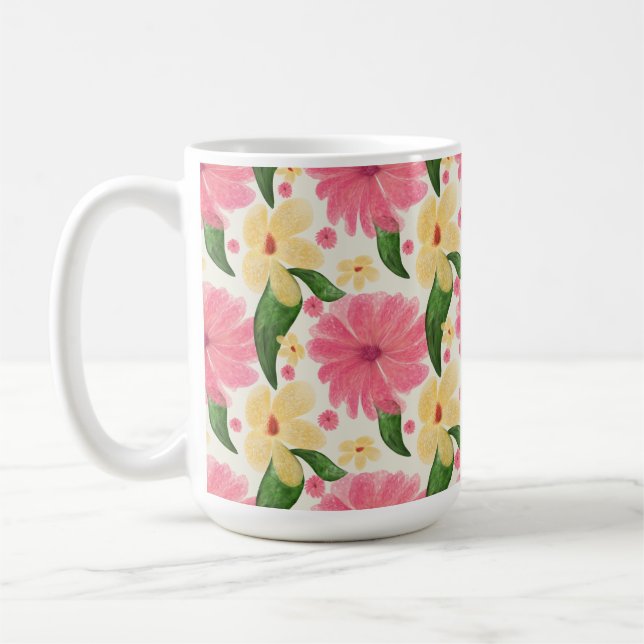 Caneca De Café Seamless tropical floral pattern  (Esquerda)
