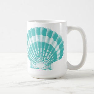 Caneca De Café Seashell - aqua mole e branco