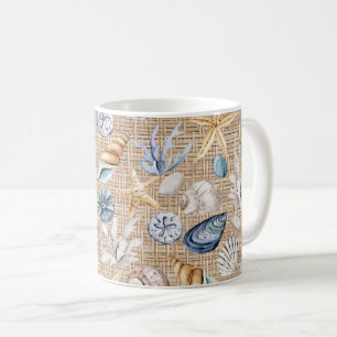 Caneca De Café Seashell Beach Burlap Coffee Tea