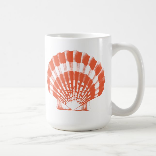 Caneca De Café Seashell - laranja e branco de coral (Direita)