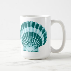 Caneca De Café Seashell - Sombras de azul lacrimogêneo