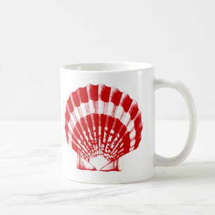 Caneca De Café Seashell - vermelho e branco profundos