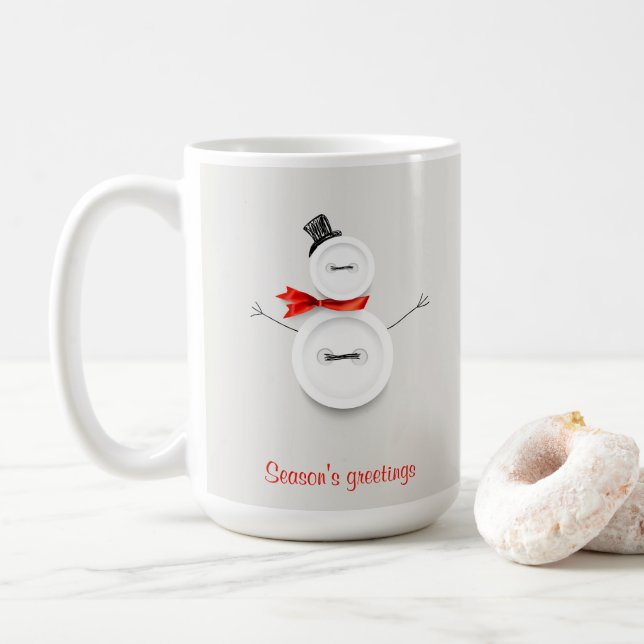 Caneca De Café Season’s Greetings Button Snowman Holiday Mug (Com Donut)