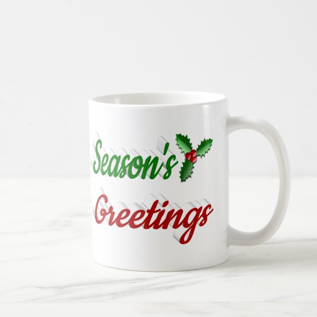 Caneca De Café Seasons Saudações Holly metade do guião de Natal (Direita)