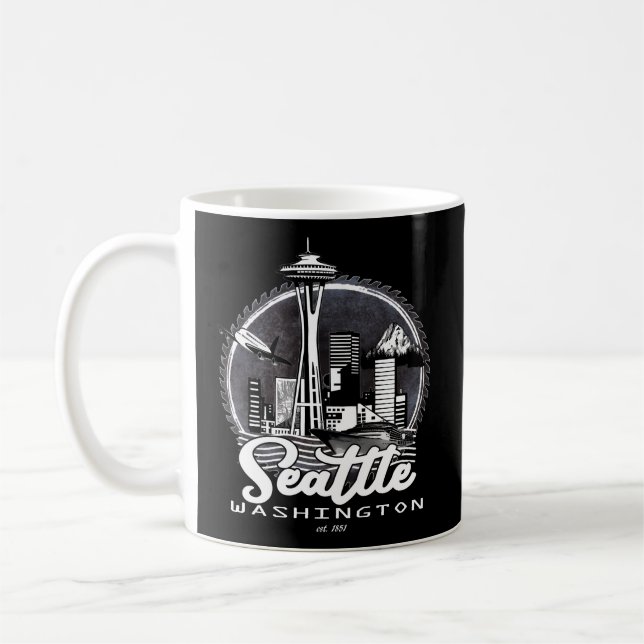 Caneca De Café Seattle Pacific Northwest Emerald City Space-Needl (Esquerda)