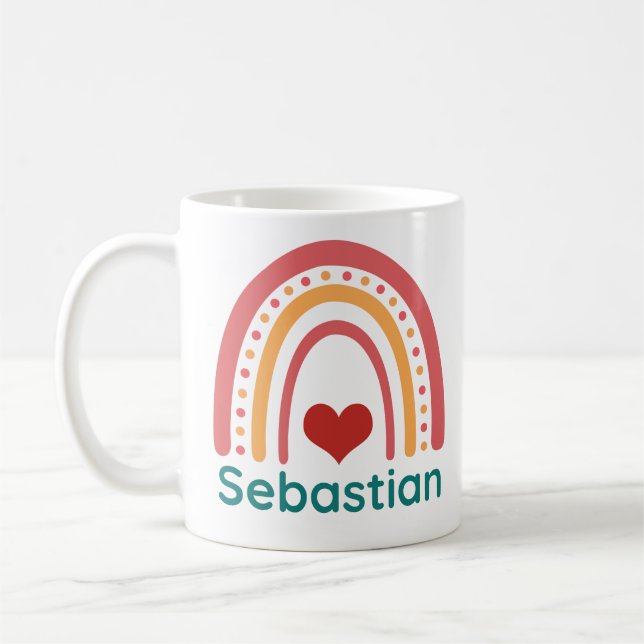 Caneca De Café Sebastian Vintage Boho Rainbow (Esquerda)
