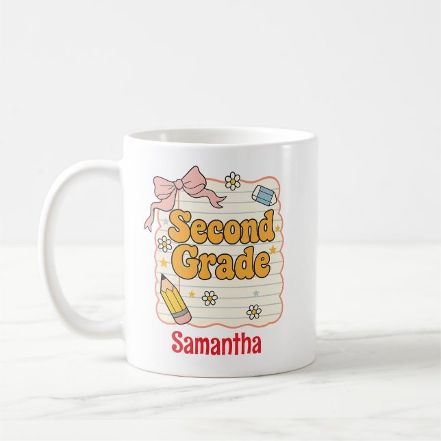 Caneca De Café Second Grade – Cute Back to School Supplies (Esquerda)