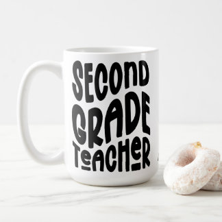 Caneca De Café Second Grade Teacher Black Typography Design