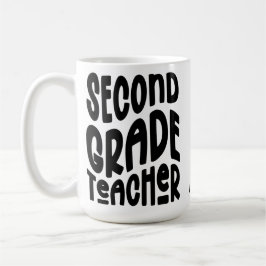 Caneca De Café Second Grade Teacher Black Typography Design