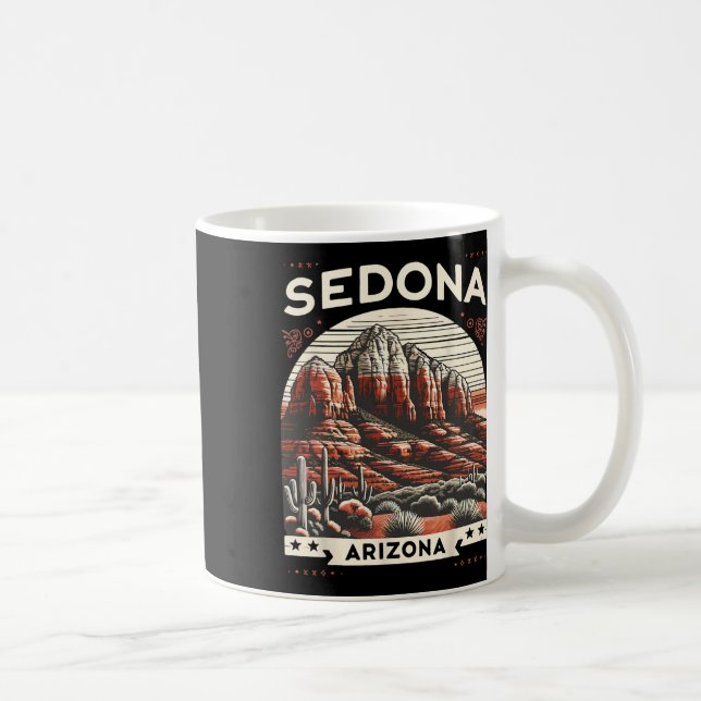 Caneca De Café Sedona Az Hiking Outdoors Mountain Sedona Usa Retr (Direita)