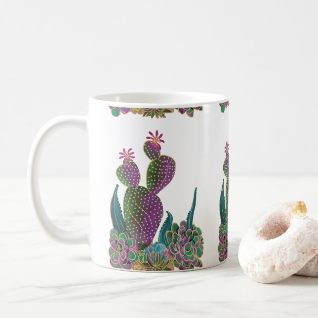 Caneca De Café Sedona Cactus Flower Tiled design Mug (Com Donut)