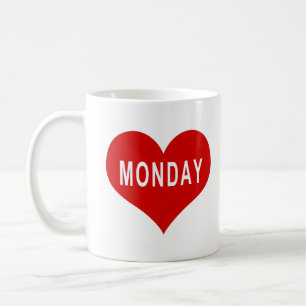 Caneca De Café SEGUNDA-FEIRA Coração Vermelho de Amor