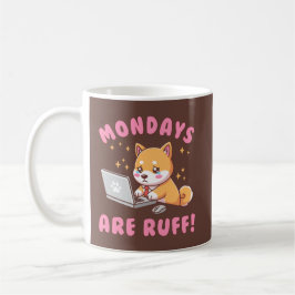Caneca De Café Segundas-feiras São Difíceis - Cachorro Shiba Inu 