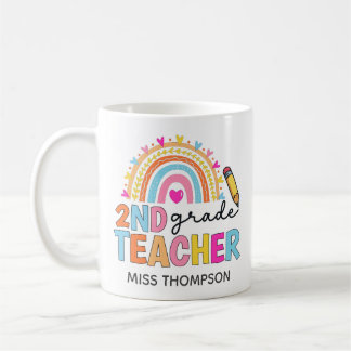 Caneca De Café Segundo Personalizado - Professor de Arco-Íris Caf