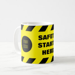 Caneca De Café Segurança Começa Aqui Amarelo Preto Segurança no L