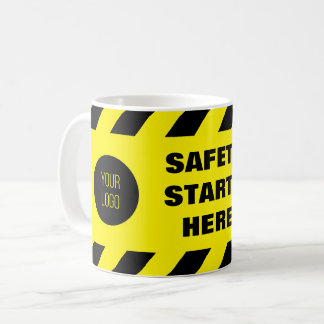 Caneca De Café Segurança Começa Aqui Amarelo Preto Segurança no L