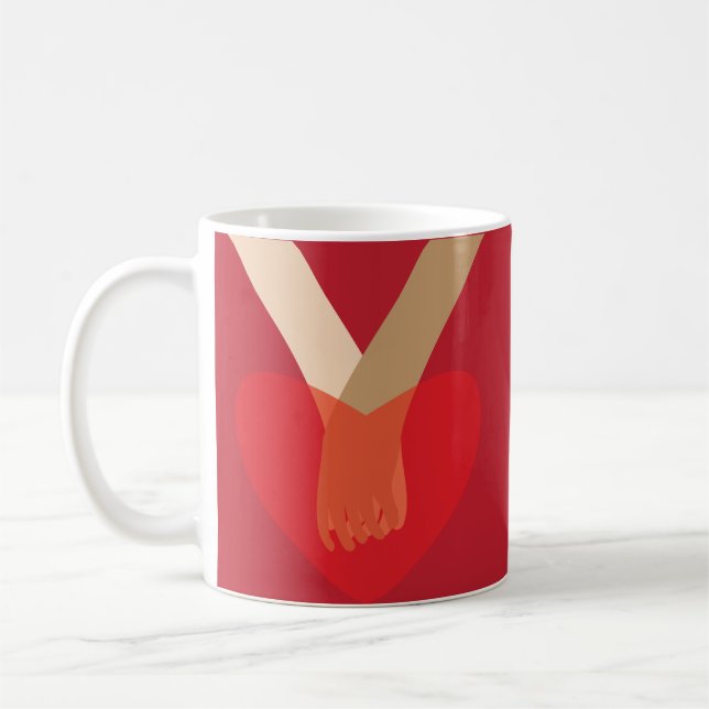 Caneca De Café Segurando as Mãos (Esquerda)