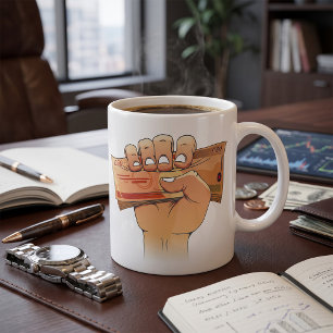 Caneca De Café Segurando Dinheiro