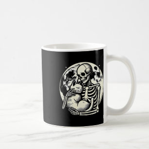 Caneca De Café Segurando o Gatinho Gótico do Halloween do Skull S
