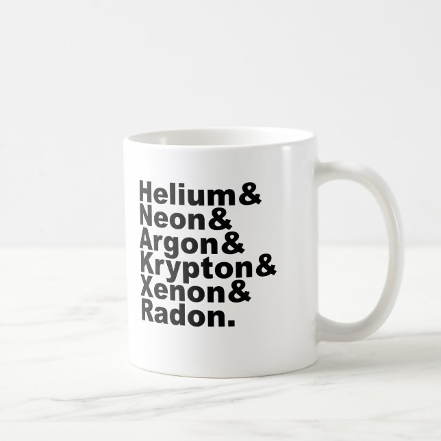 Caneca De Café Seis gáss nobres na mesa de elementos periódica (Direita)