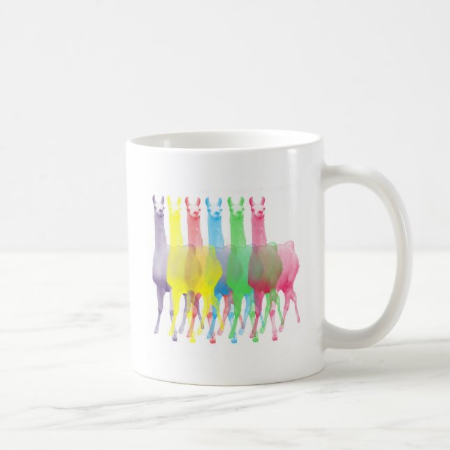 Caneca De Café seis Lamas em seis cores do lama (Direita)