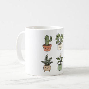 Caneca de Café Seis Plantas Felizes Alívio do Es