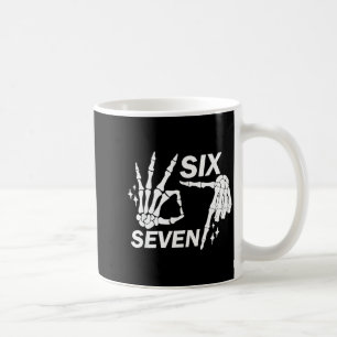 Caneca De Café Seis Sete 6 7 Meme Divertido Esqueleto Mãos Sinal 