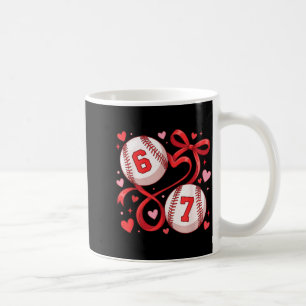 Caneca De Café Seis Sete Amante de Beisebol Esportes Coração Verm