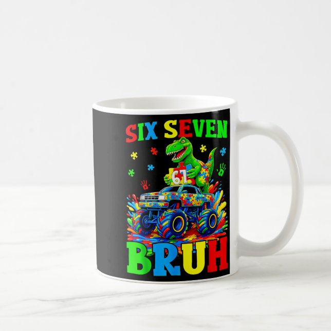 Caneca De Café Seis Sete Bruh Dinossauro Caminhão Monstro Autismo (Direita)